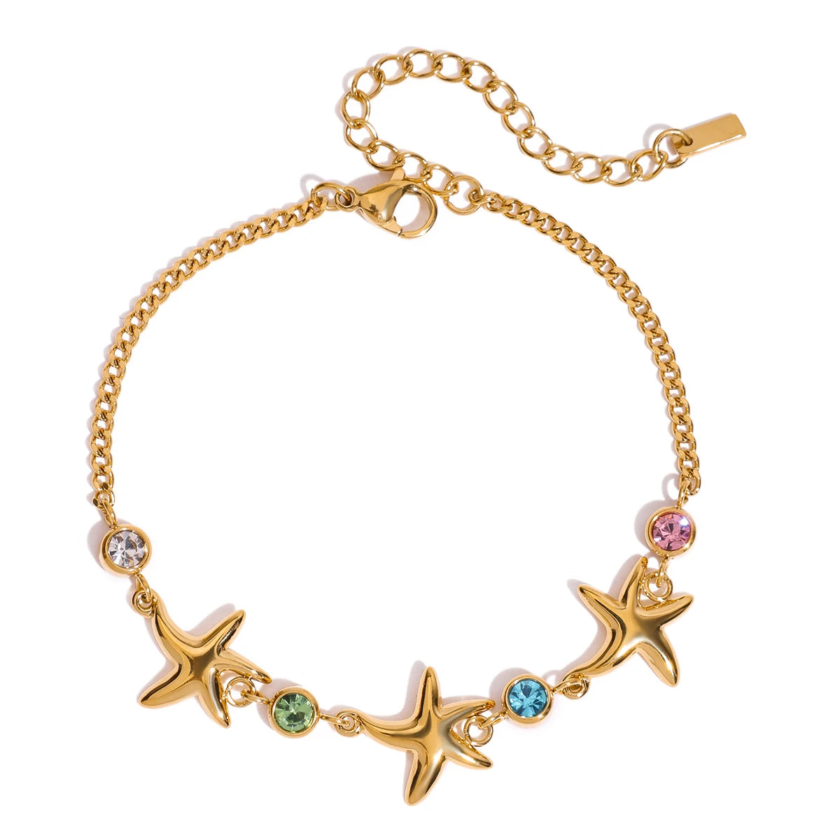 Gem Starfish Charm Bracelet