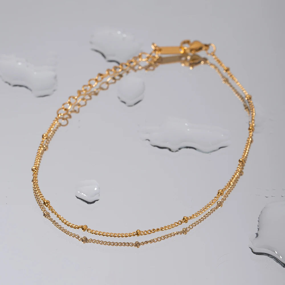 18K Coated Golden Ball Chain Anklet