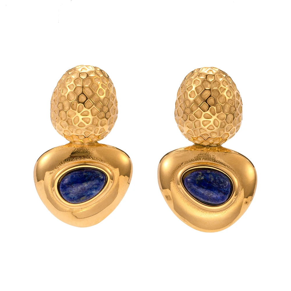 Lapis Lazuli Oval Gemstone Earrings