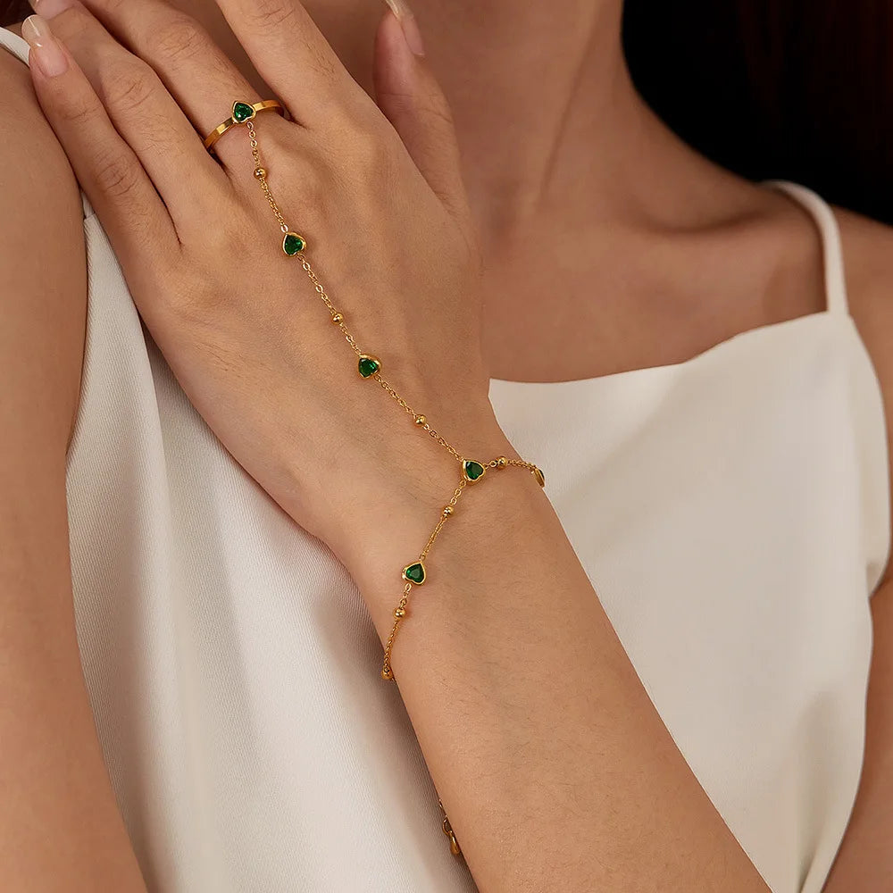 Green Zirconia Finger Bracelet