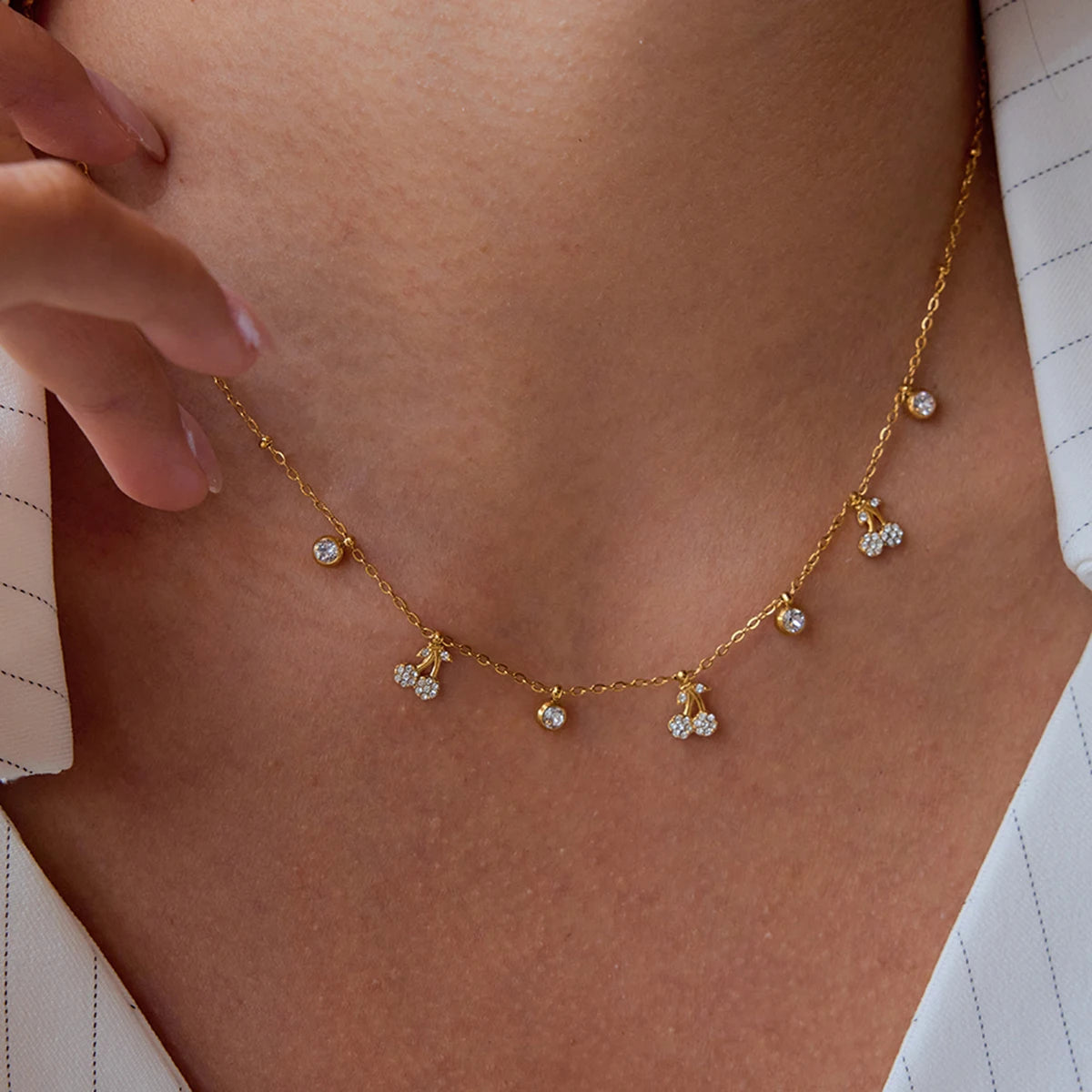 Rhinestone Gem Cherry Pendant