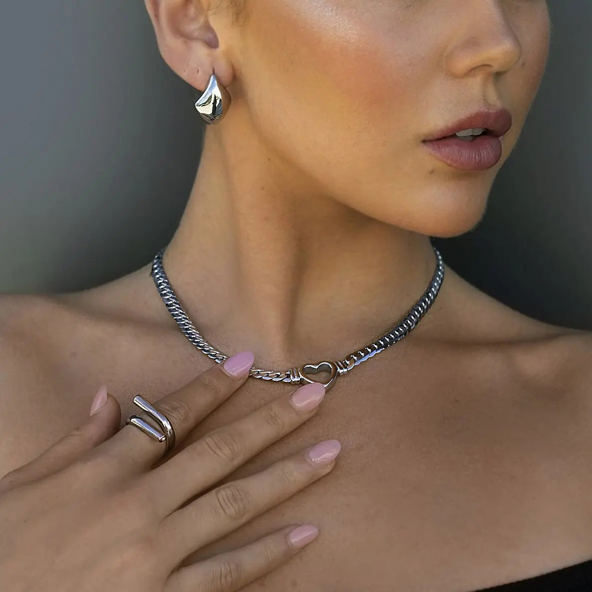 Cuban Chain Heart Necklace