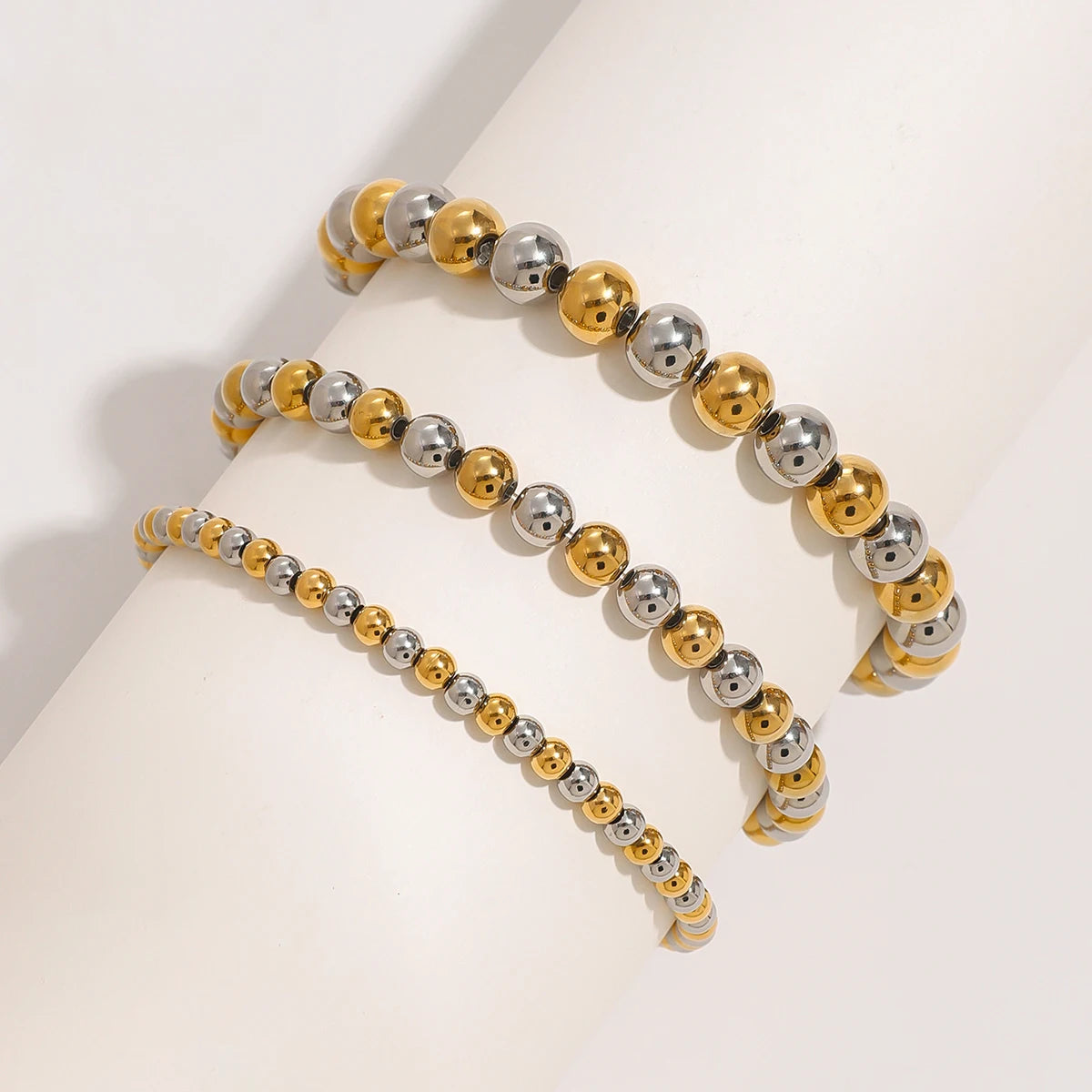 Minimalist Gold Silver Bead Bracelets