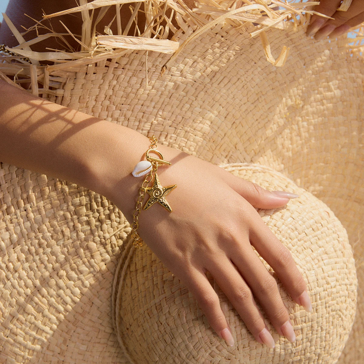 Trendy Ocean Starfish Shell Charm Bracelet