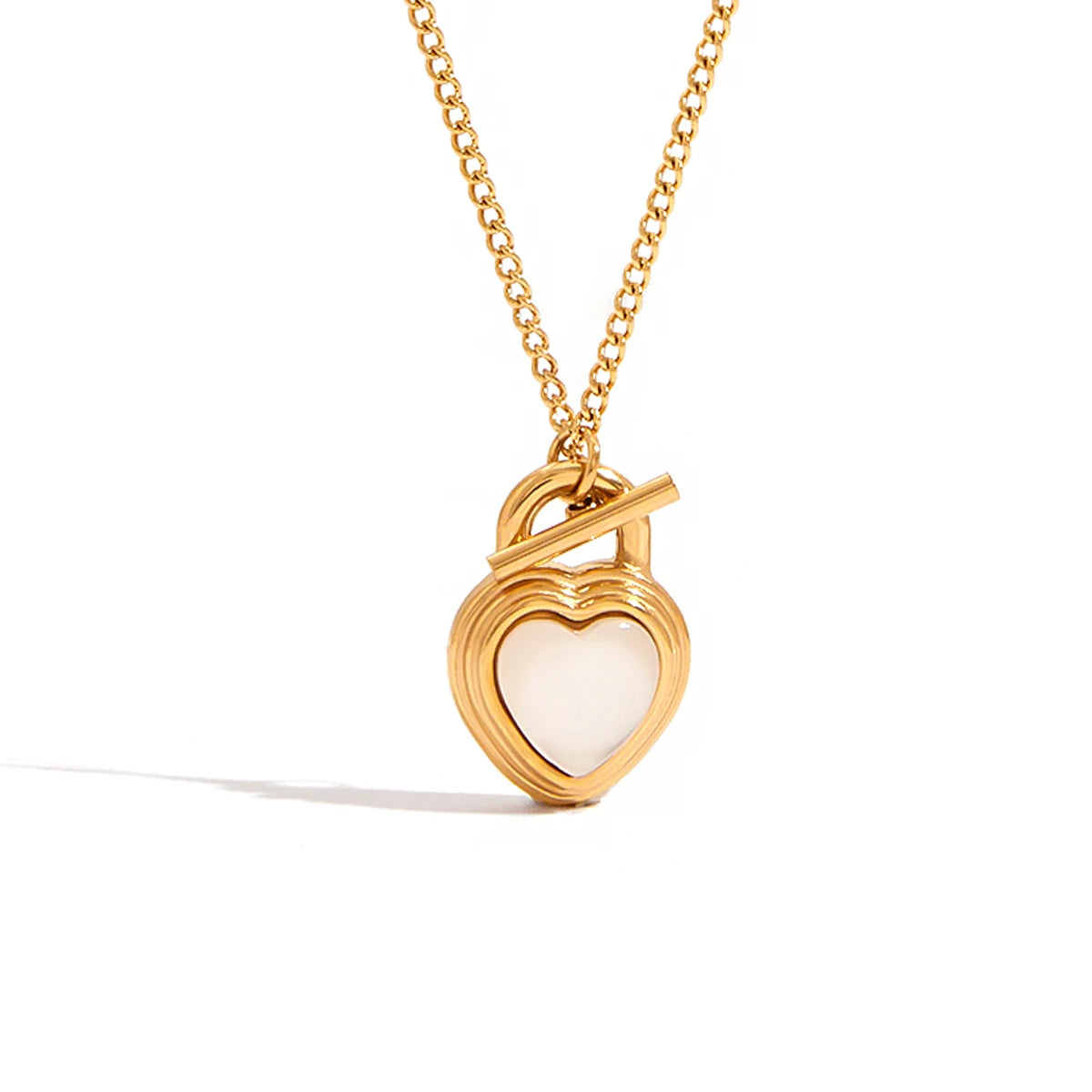 Lock Heart Stone Pendant Necklace