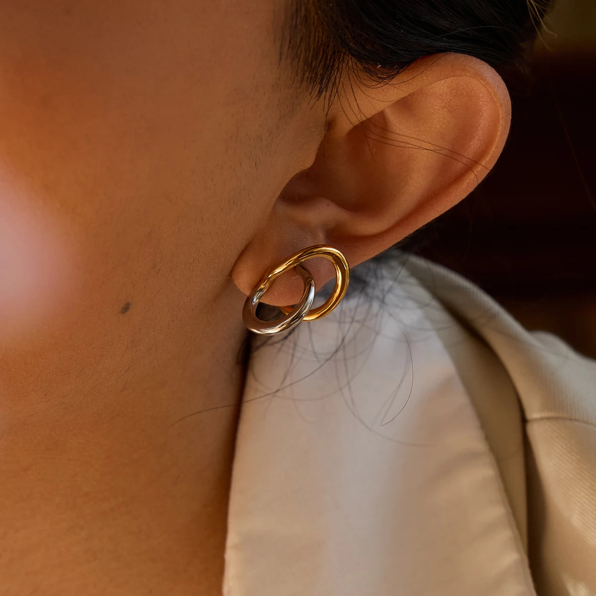 Silver & Gold Irregular Lines Earrings