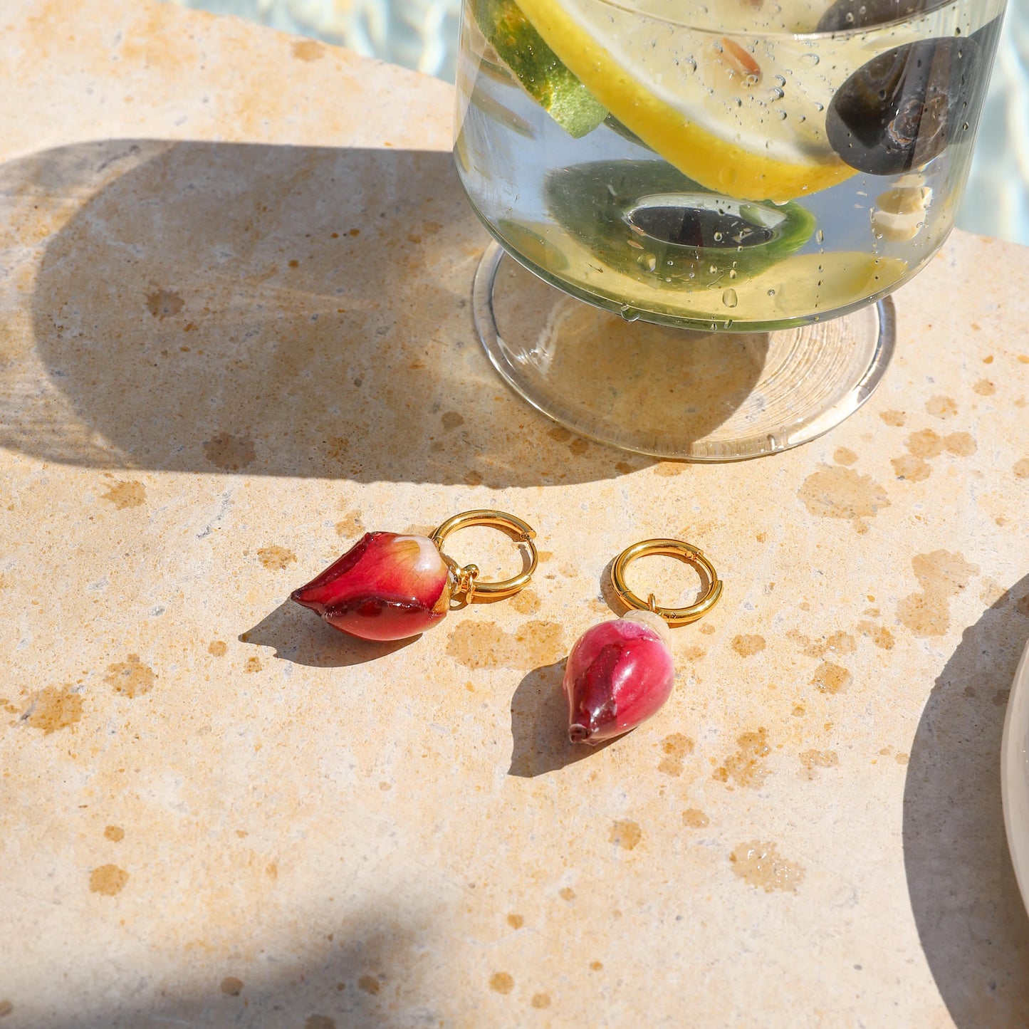 Dried Summer Flower Hoop Earrings