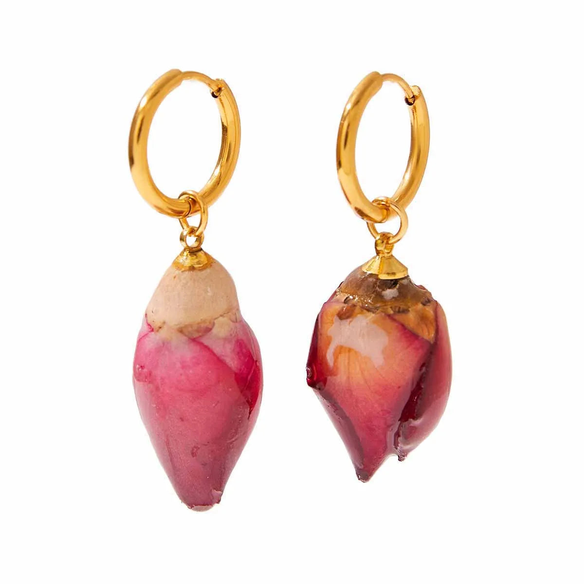 Dried Summer Flower Hoop Earrings