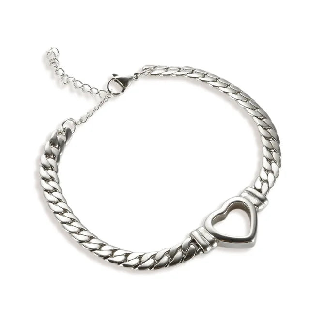 Cuban Chain Heart Bracelet