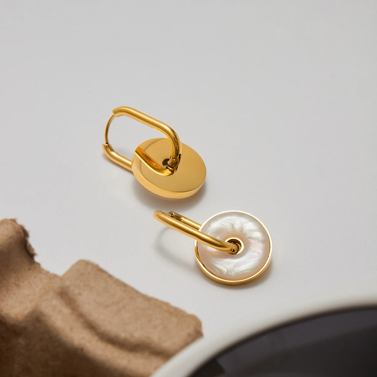 Round Ocean Shell Hoop Earrings
