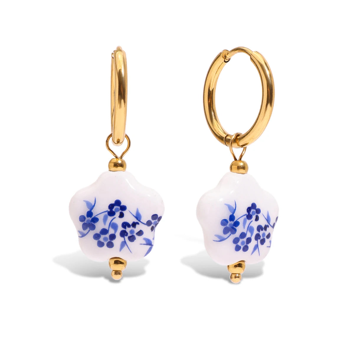 Star-shape Flower Ceramic Drop Earrings