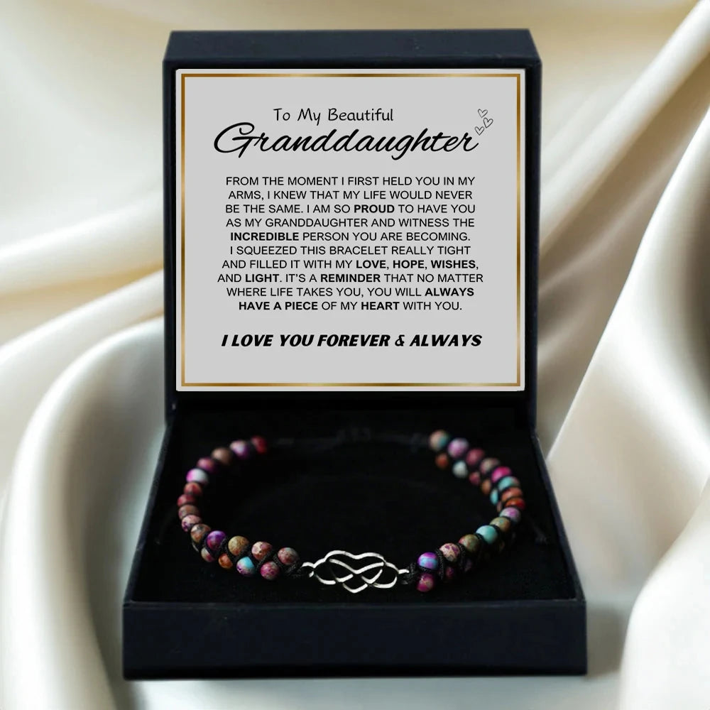 Pulsera de amor "Un pedazo de mi corazón" para nieta - Amor por siempre y para siempre
