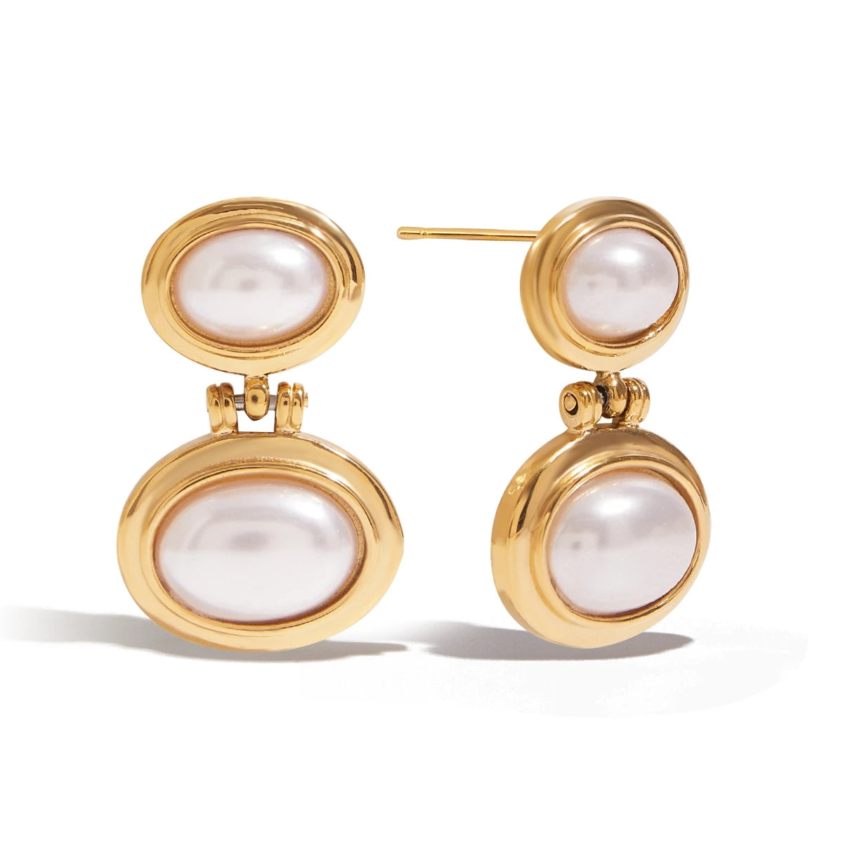 Oval Pearls Dangle Earrings