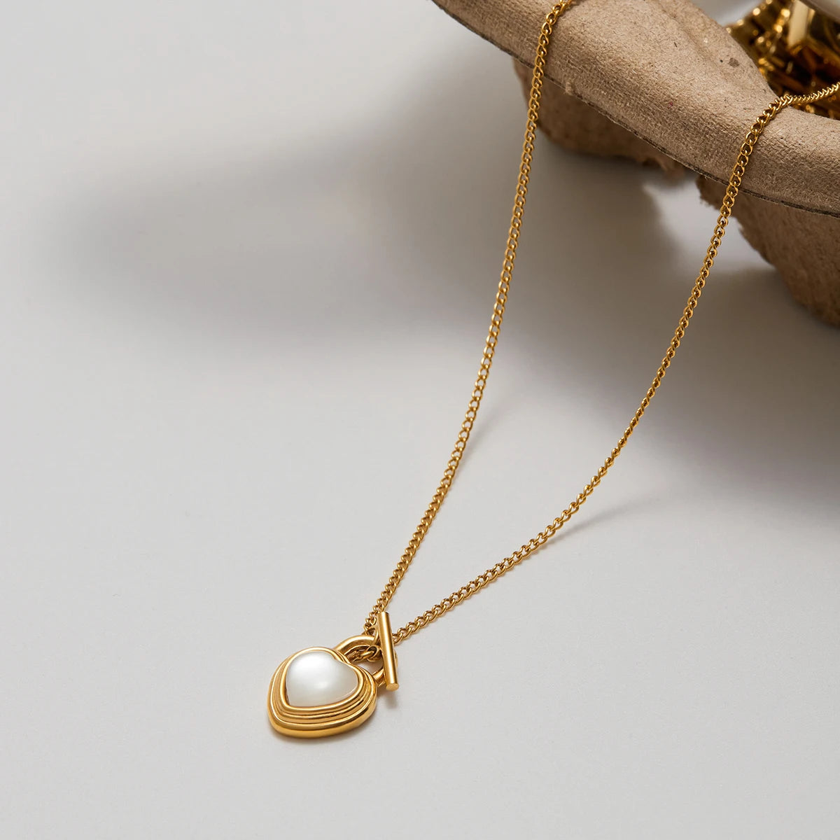 Lock Heart Stone Pendant Necklace