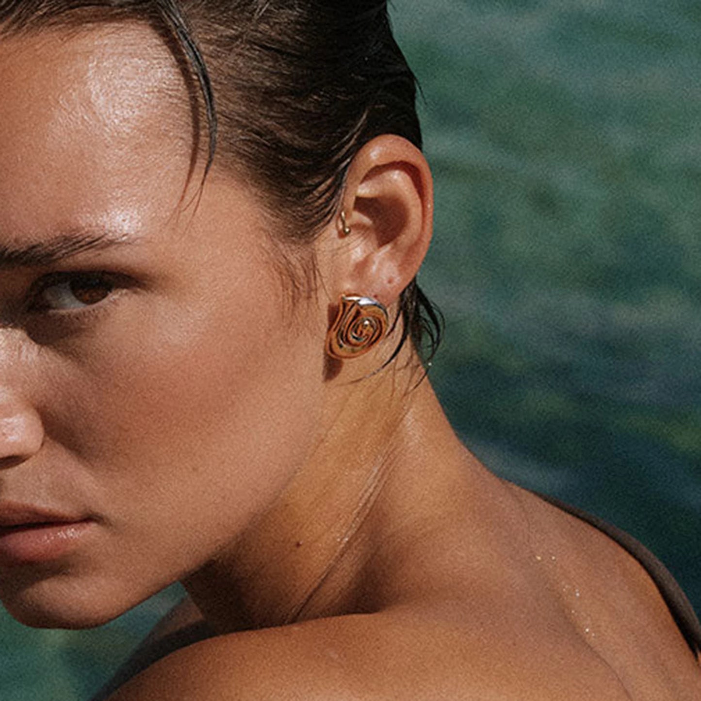 Spiraling Teardrop Stud Earring