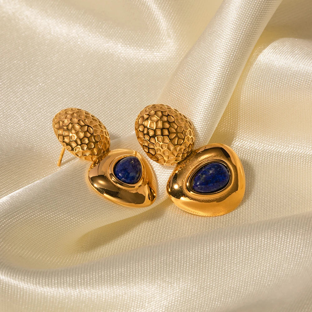 Lapis Lazuli Oval Gemstone Earrings