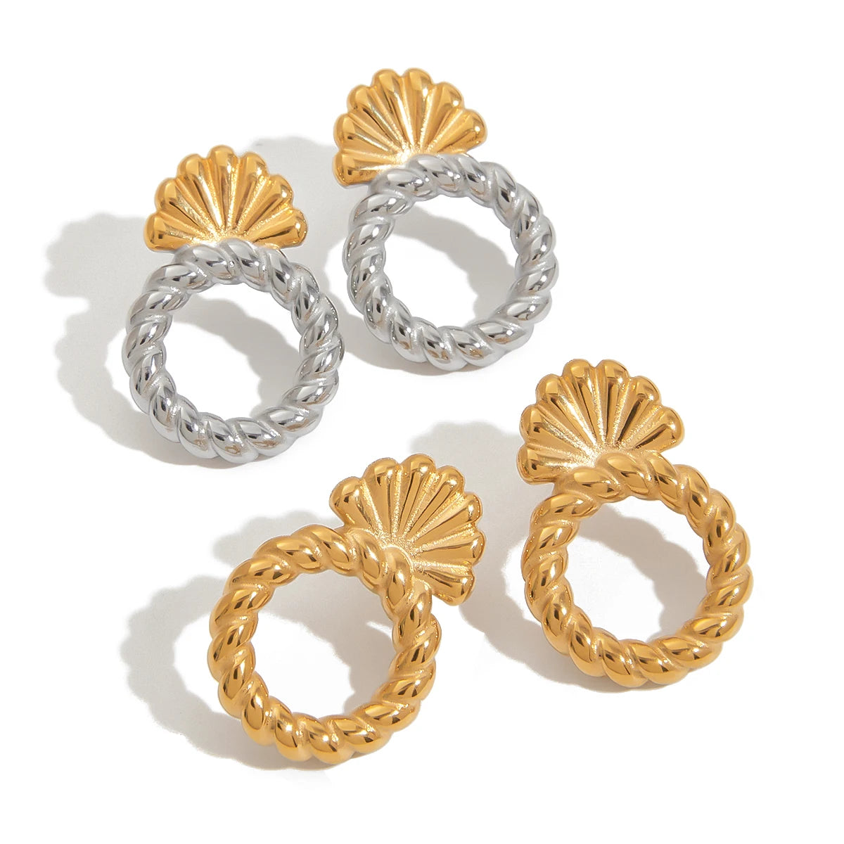 Twisted Hoop Seashell Earrings