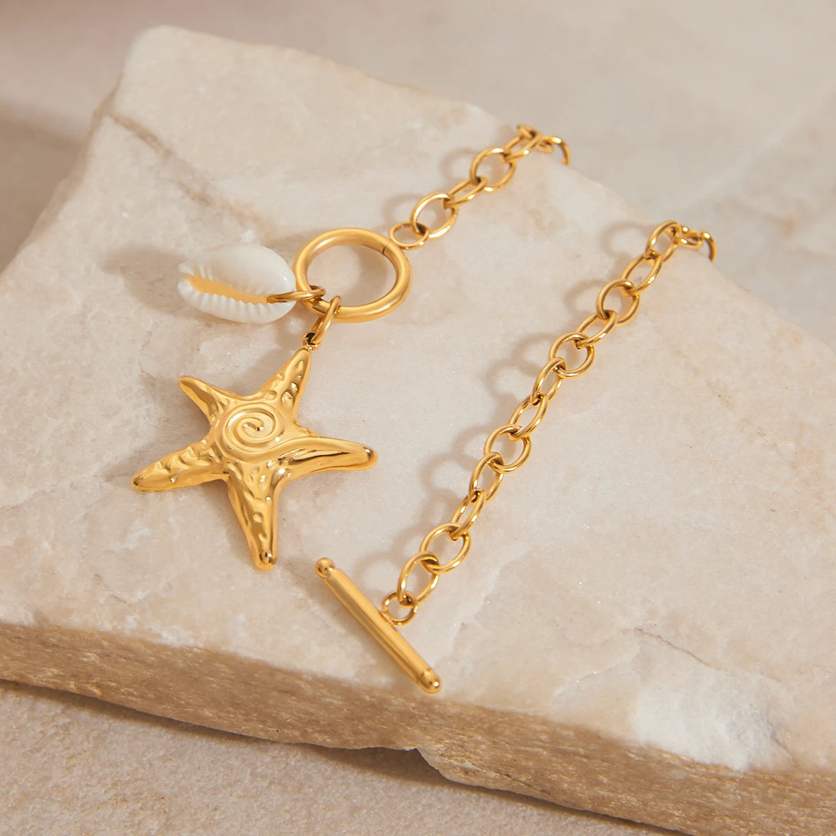 Trendy Ocean Starfish Shell Charm Bracelet
