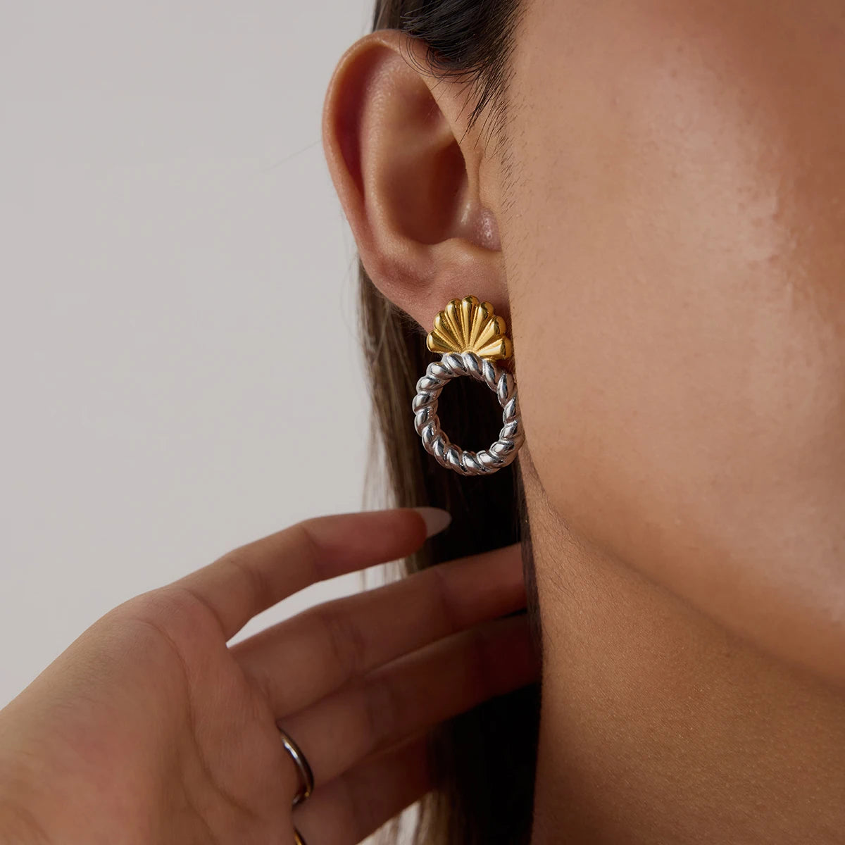 Twisted Hoop Seashell Earrings