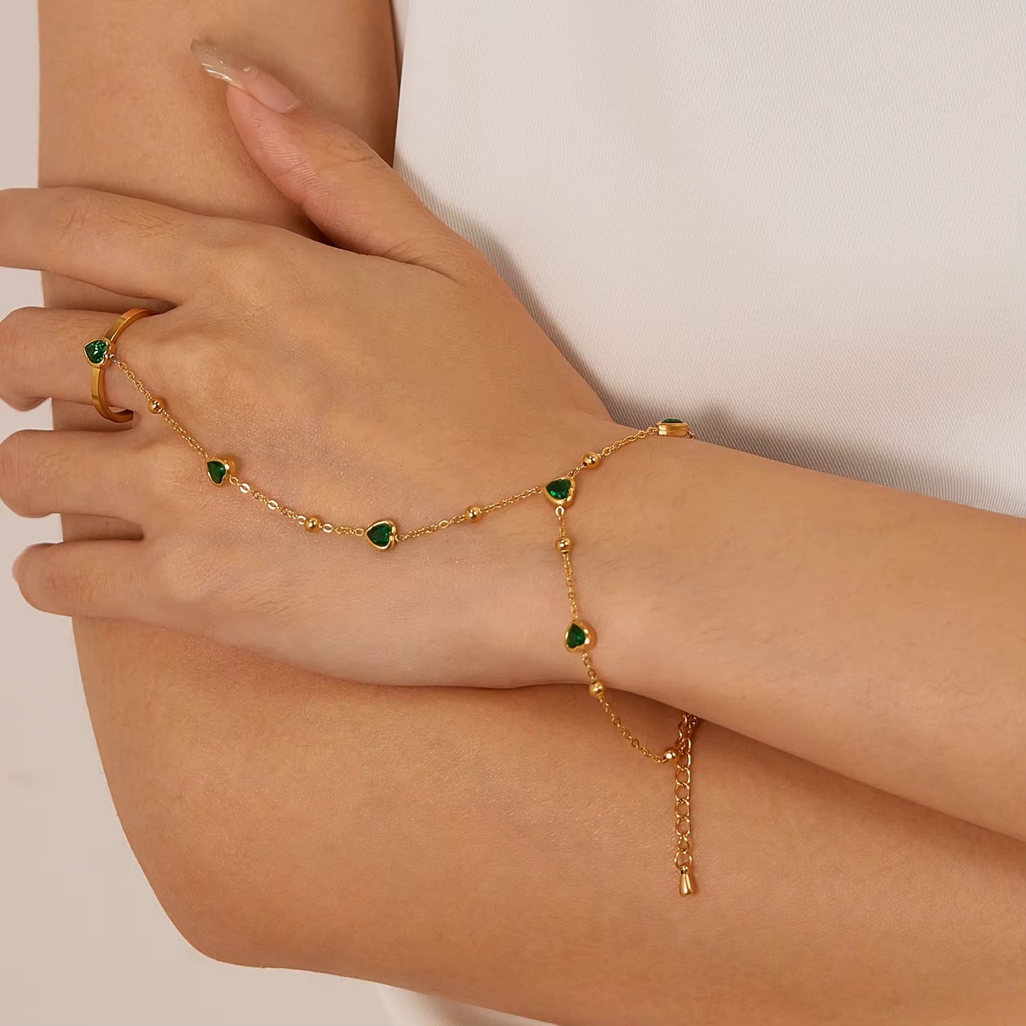 Green Zirconia Finger Bracelet