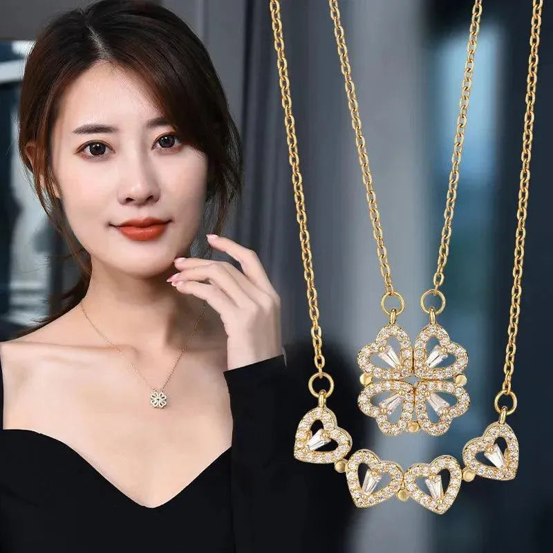 Four Leaf Clover Love Necklace tucked in Eternal Rose Gift Set Box - Radiant Memories