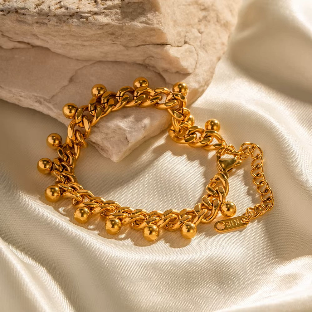 Cuban Chain Ball Bead Tassel Bracelet