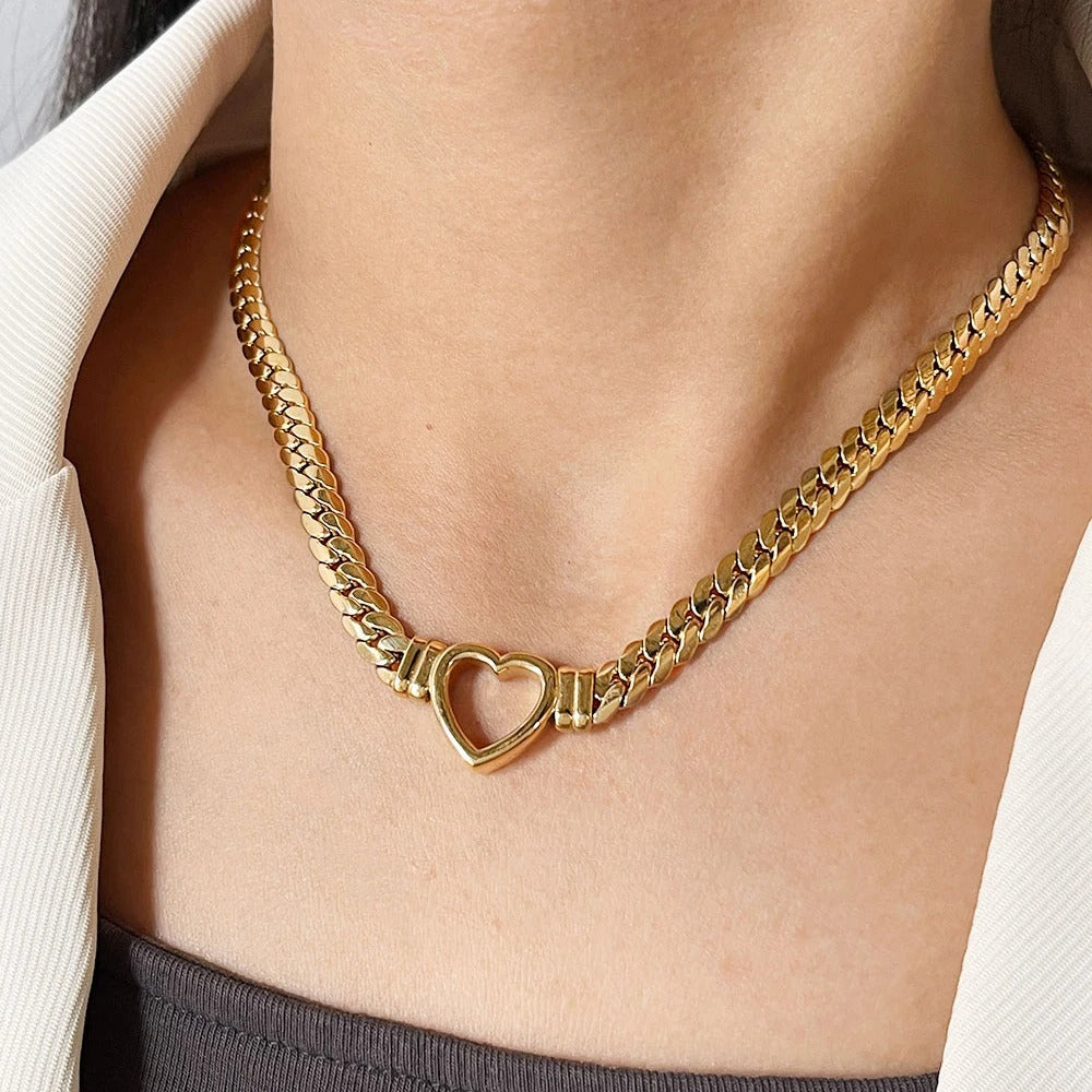 Cuban Chain Heart Necklace