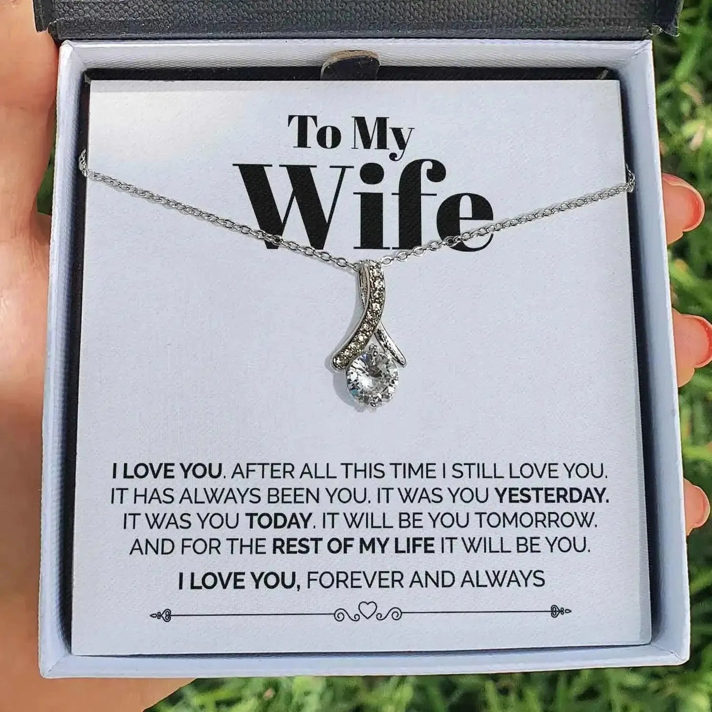 Wife - I love you Always & Forever - Ribbon Necklace - Radiant Memories
