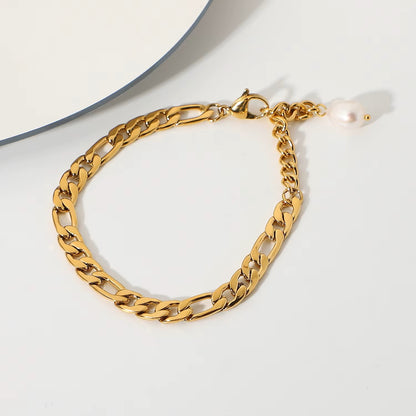 White Pearl Chain Bracelet