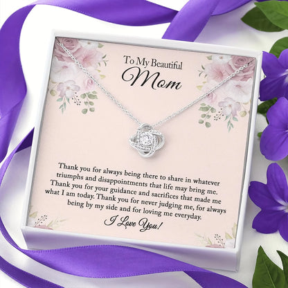 To My Beautiful Mom Rhinestone Necklace, Mom Birthday Gift from Daughter/Son, Mother'S Day Gifts, Christmas Gifts