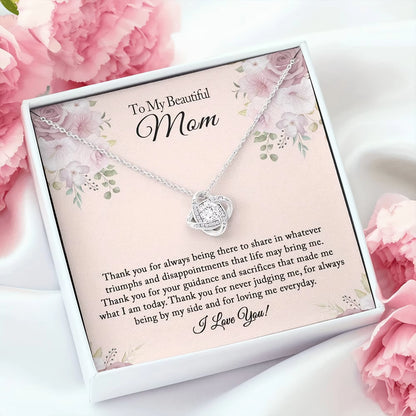 To My Beautiful Mom Rhinestone Necklace, Mom Birthday Gift from Daughter/Son, Mother'S Day Gifts, Christmas Gifts