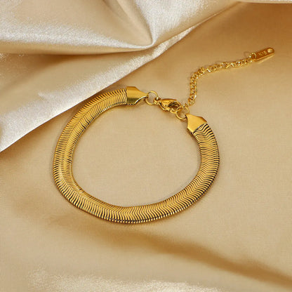 Snake Chain Bracelets For Women - 18K Gold Plated