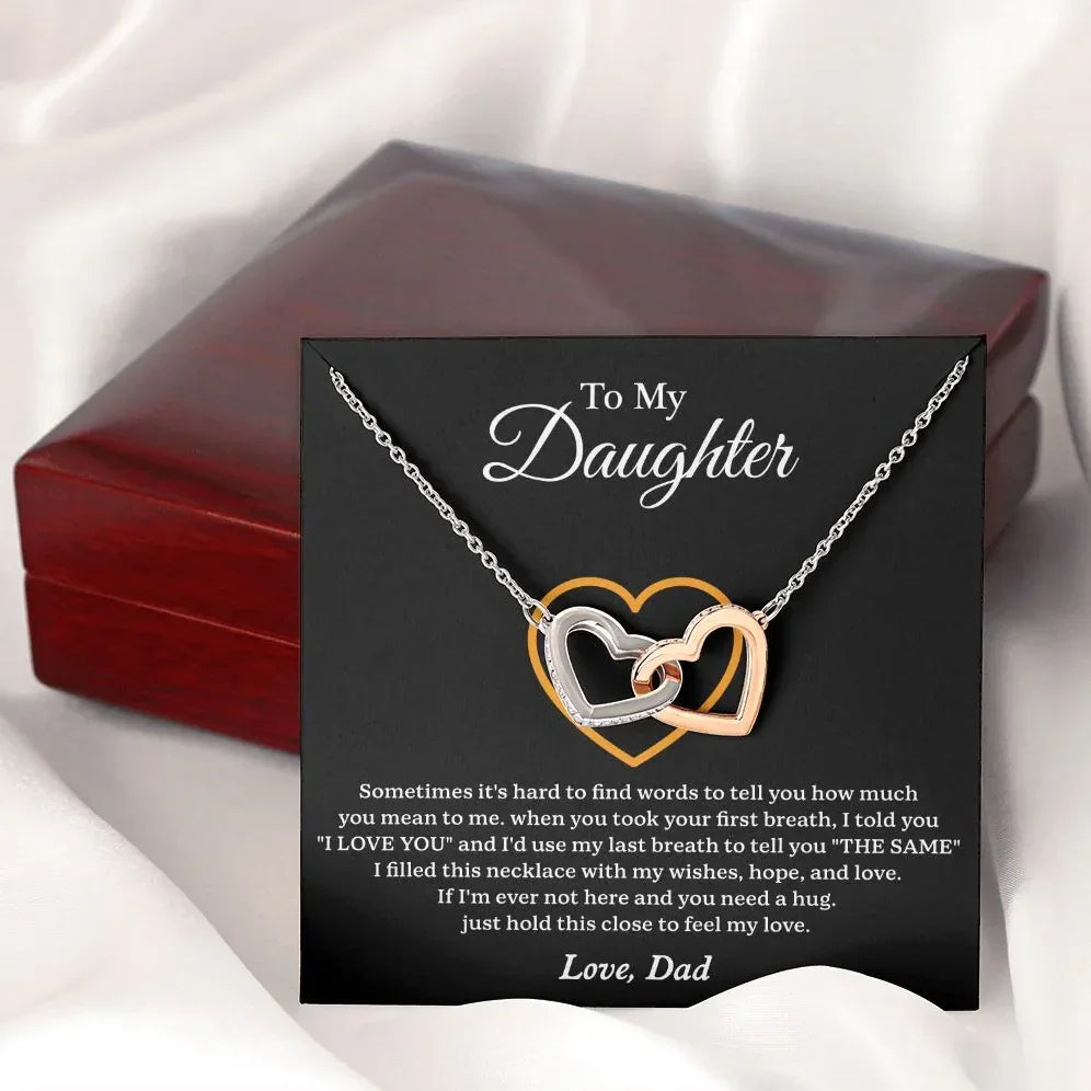 Daughter - Love You Always - Interlocking Hearts Necklace