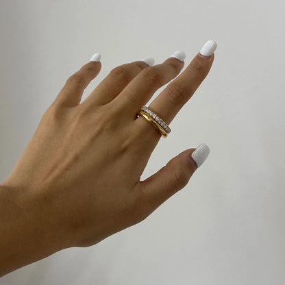 Double Layer Cubic Zirconia Ring