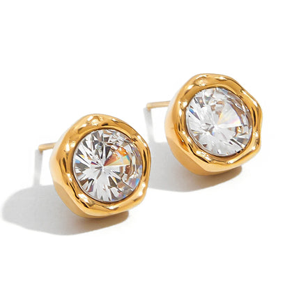 Zirconia Gem Stud Earrings