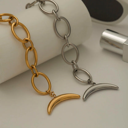 Geometric Moon Crescent Link Chain Bracelet
