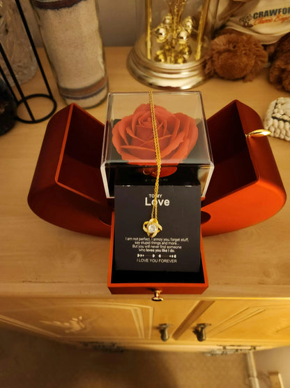 To My Love - Eternal Rose Heart-Shaped Gift Box with Personal Card & Necklace