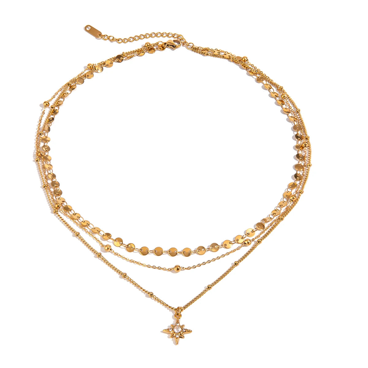 Layered Rhinestone Star Necklace