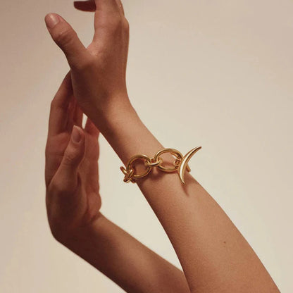 Geometric Moon Crescent Link Chain Bracelet