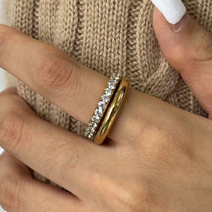 Double Layer Cubic Zirconia Ring