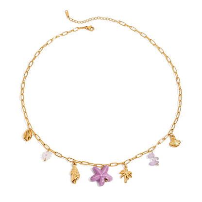 Purple Starfish Charm Necklace