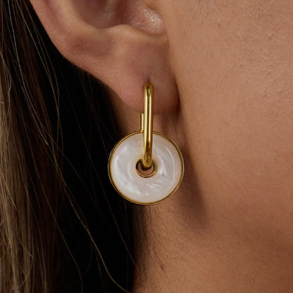 Round Ocean Shell Hoop Earrings