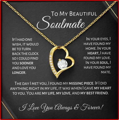 Soulmate - Eternal Rose Heart-Shaped Gift Box with Personal Card & Necklace