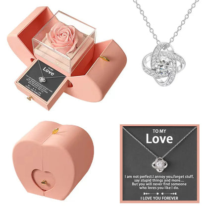 To My Love - Eternal Rose Heart-Shaped Gift Box with Personal Card & Necklace