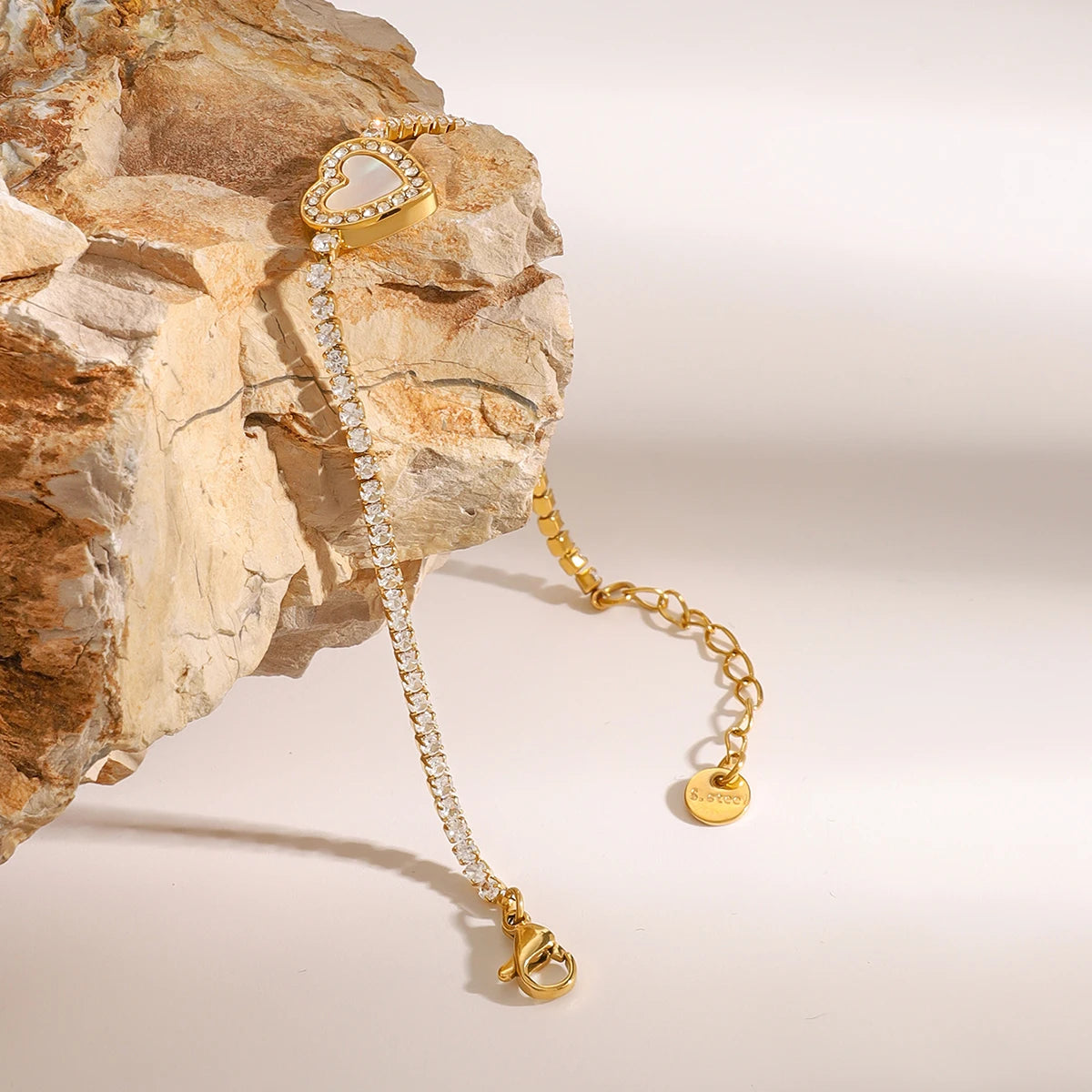 White Zircon Heart-shaped Bracelet  - Women's Jewelry