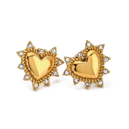 Pointed Zirconia Heart Stud Earrings