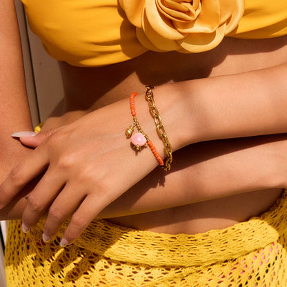 Ceramic Conch 18K Gold Beaded Bracelet
