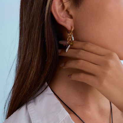 Zirconia Lock Heart Dangle Earrings