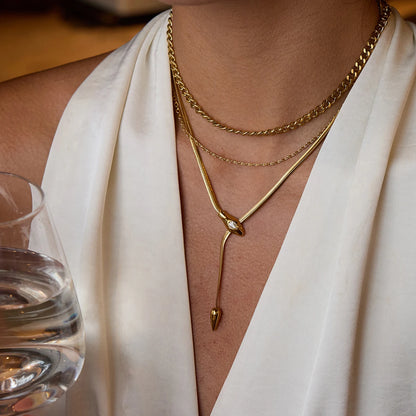 Zirconia Snake Pendant Necklace