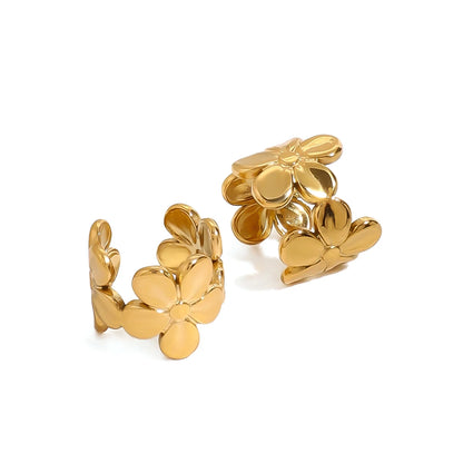 Golden Flower Ear Cuffs